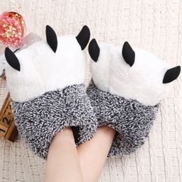 Wholesale manufacturer of super soft plush claw shoes in autumn and winter, cute bear claw plush cotton slippers, couple cotton slippers