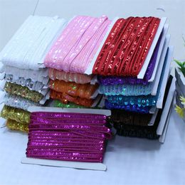 25 Metres Sequin Paillette African Lace Material Ribbon Trim Sew Dress Clothes Curtain Accessories Diy Gold Silver 1 2CM238J