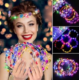 Flower Wreath Luminous 10-Led Headpiece Garland Crown Flower Headband Glowing Wreath For Wedding Party Christmas Garlands LT0108