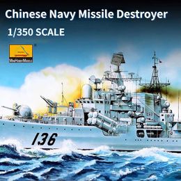 Model Set Mini Hobby Models 80707 Ship Model 1/350 Chinese Navy Missile Destroyer 136/137 3in1 Static Boat for Military Model Hobby DIY HKD230706