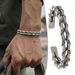 Bangle Vintage Double Braided Bracelet Silver Color Twisted Cuff Casual Open Men's Bamboo C6F5