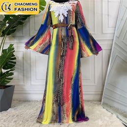 Ethnic Clothing Fashion Print Floral Long Sleeve Plus Size Hijab Dress Muslim For Women Turkey Islamic Jilbab Robe Abaya Dubai Arab
