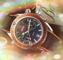 All Dials Working Lumious Dial Automatic Date Men Watches Stopwatch Timer Function Mens Nylon Band Quartz Movement Clock Big Shape Leisure Wristwatch Montre de luxe