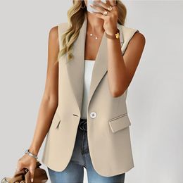 Completi da donna Blazer tinta unita Cappotto da donna Gilet Abbigliamento casual Capispalla primaverile Elegante giacca senza maniche Cardigan da donna Abiti