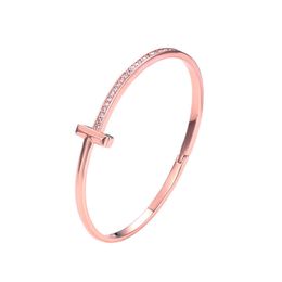 Counter quality Seiko T1 bracelet with diamond white copper electroplating 18K real gold fashion tiffay women's jewelry With logo