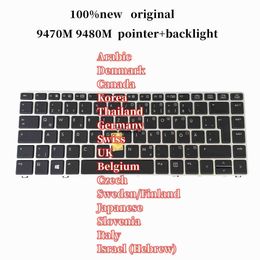 Keyboards 100New For HP EliteBook Folio 9470M 9480M Laptop Keyboard backlight UI US TR IT SD AR DM SL HB BR JP RU UK x0706