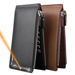 2021 New Men Wallets Long Free Name Customised 16 Card Holders Male Purse High Quality Zipper PU Leather Wallet For Men