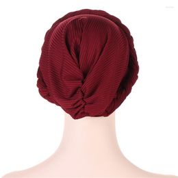 Scarves Women Cancer Hat Chemo Cap Muslim Braid Pleated Head Scarf Turban Ramadan Hair Loss Islamic Headwear Beanie Bonnet Arab