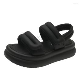 Sandals Women Comfort Shoes Beige Heel Buckle Belt 2023 Summer Black Low Fashion Sports Transparent Girls Flat Shoe Fabric