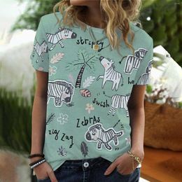 T-shirt da donna T-shirt estive da donna Camicia da stampa digitale 3D animale carino O-Collo femminile Top manica corta Moda Casual T-shirt da donna allentata