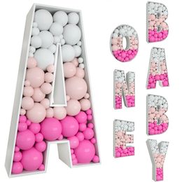 Other Event Party Supplies 91.5CM Giant Letter Balloon Filling Box Balloon Birthday Wedding Party Decor Birthday Figure Baby Shower Baloon Mosaic Frame Box 230706