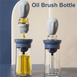 BBQ Grills Oil Bottle Brush Silicone Glass Container Olive Pump Dispenser Cooking Condiment Tool Pastry Steak Barbecue Utensils 230706