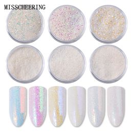 Nail Glitter 6pcsset Unicorn Aurora White Sequins Nail Art Glitter Powder Mermaid Dust Small Flakes Decorations For DIY Nails Glitters 230705