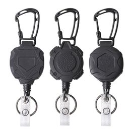 Wholesale creative outdoor mountaineering easy pull buckle wire rope badge clip belt back clip automatic retractable keychain