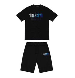 Top Trapstar New Men's t Shirt Short Sleeve Outfit Chenille Tracksuit Black Cotton London Streetwear Advanced Design 556ess