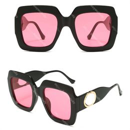 Designer Pink Lenses Sunglasses Women Sun Glasses Big Frame Men Sunglasses Gold Metal Letter Sunglasses