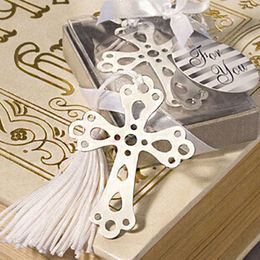 Bookmark 10 pcslot Cute Cross Love Silver Metal Bookmarks Creative Gift for Wedding High quality Pakage Wholesale 230705