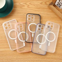 For MagSafe Magnetic Wireless Charging Phone Case With Lens Film Dust Net For Iphone 14 Pro Max 13 12 11 Skin Clear PC Hard Cover Shockproof Anti Drop