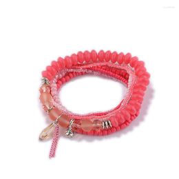 Charm Bracelets Women Bohemian Jewelry Multilayer Elastic Bangles Crystal Bracelet Pulseras Set Female Gift