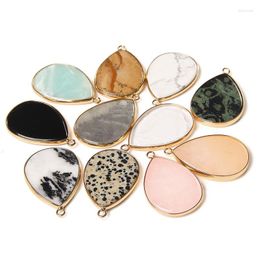 Pendant Necklaces Fashion Natural Quartz Stone Slice Water Drop Mineral Charms Accessories For Women DIY Jewelry Making Necklace Earring
