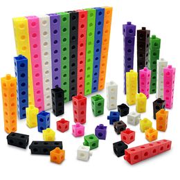 Puzzles Kids 100pcs Cubes Montessori Math Toy 10 Colour Rainbow Link Cube Snap Block Stacking Game Educational Building Blocks 3D Puzzle 230705