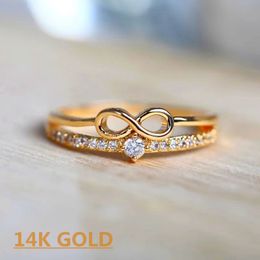 Chic Bow Shape Finger Ring for Women Infinity Sign Cubic Zirconia Rings Fashion Finger Accessories Daily Party Jewellery