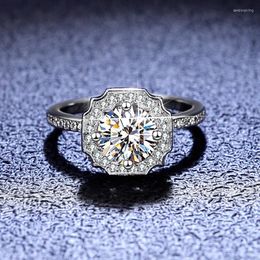 Cluster Rings Diamond Test Passed Excellent Cut 1 D Colour Good Quality Moissanite Cushion Ring Silver 925 Platinum Wedding Jewellery