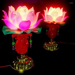 Table Lamps 1 Pieces LED Lotus Buddhist Lamp Buddhism Faith Suppy Prayer Lights