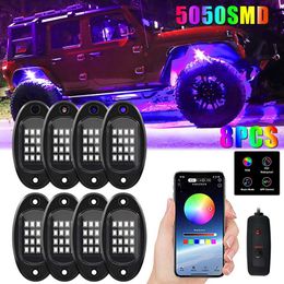 Sign 4/6/8 In 1 RGB LED Rock Bluetooth-Compatible APP Control Music Sync Car Chassis Light Undergolw Waterproof Neon Lights HKD230706