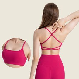 L-399 X-Shaped Traceless Thin Longline Bra Yoga Tops Breathable Brassiere Light Support Lingerie Fitness Sexy Vest Underwear Women Sports Bra with Removable Cups