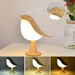 Table Lamps Modern 3 Colors Bedside Lamp LED Touch Switch Wooden Bird Night Lights Brightness Bedroom Reading Decor Home