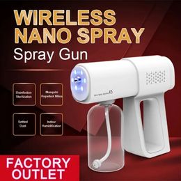 380ML Electric Nano Spray Gun Blue Light Steam Spray K5 Wireless Fogging Disinfection Sprayer Gun Type-C Atomization Sanitizer Machine