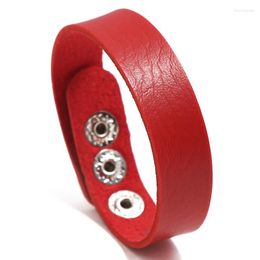 Bangle 2023 Fashion Jewellery Vintage Black Brown Red Leather Bracelet Charm Cuff Wristband Simple Wide Men And Women
