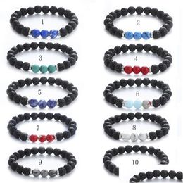 Beaded New Arrival Natural Lava Stone Bracelets For Women Men Healing Emperor Turquoise Rock Beads Chains Bangle Fashion Yoga Jewelr Dhd5Z