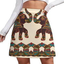 Skirts Elephant Art Skirt Colourful Floral Print Aesthetic Casual Women Elegant Mini Custom Clothing Birthday Gift