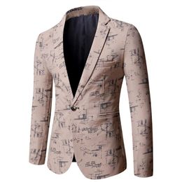 Men's Suits & Blazers Mens Fashion High-grade Printing Suit Coat Casual Wedding Business Male Blazer Jacket Masculino Slim Fi303E