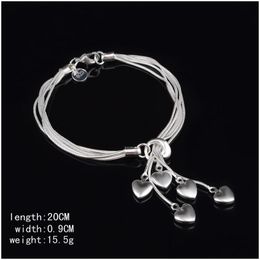 Charm Bracelets 925 Sterling Sier Bracelet High Quality 5 Love Heart Bangles And Snake Chains For Women Ladies Fashion Drop Delivery Dhkzt