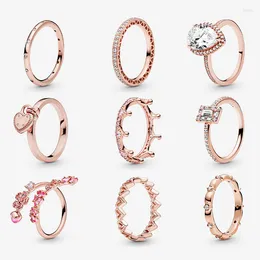 Cluster Rings Rose Gold Series Ring Pan MET Style Creative Crown Retro Temperament Full Diamond Personalized Valentine's Day 925 Fine