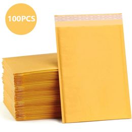 Protective Packaging 100pcs Kraft Paper Bubble Envelopes Padded Mailers Envelope self seal Bag Courier Storage Bags 230706