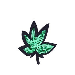 10PCS Green Leaves Sequined Patches for Clothing Iron on Transfer Applique Patch for Jeans Bags DIY Sew on Embroidery Sequins324P