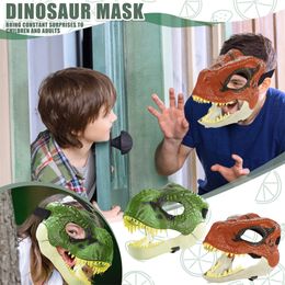 Party Masks 3D Dragon Dinosaur Jaw Mask Open Mouth Latex Horror Dinosaur Headgear Dino Mask Halloween Party Cosplay Props Scared Mask 230706