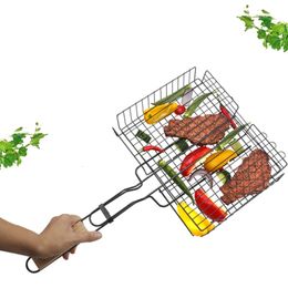 BBQ Grills Stainless Steel Outdoor Barbecue Mesh Clip Net Basket Tray Tools 230706