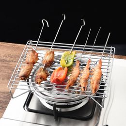 BBQ Grills Stainless Steel Portable Folding Outdoor Rack Grill Barbecue Stove Oven Gas Camping Furnace Kitchen Accessories 2305706