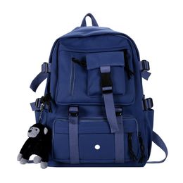 lu Backpack Preppy Style BlackUnisex Student Backpacks Nylon Waterproof Laptop Bag Multi-Pocket Design Mochilas Teenagers Shool Bag