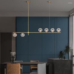 Pendant Lamps American Dining Room Straight Gold Copper Led Light Lustre K9 Crystal Shades G9 Lamp Luxury Modern Lighting