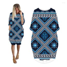 Casual Dresses For Womens Pocket Long Sleeve Woman Clothing Fashion Plus Size Ladies Clothes Midi Female Dress Print Nation ZX