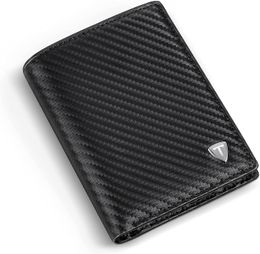 TEEHON Dermic carbon Fibre shape Wallet Men Thin Light Purse Coin Pocket Card Holder RFID Fashion Black