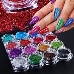 Nail Glitter One Box Laser Gridient Nails Dust Powder Colourful Ultra Glitter Nail Art Powder Super Shiny Nails Pigment Sequins For Manicures 230705