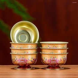 Dinnerware Sets 7 Pcs Tibet Lotus Decor Ritual Decorative Offering Cup Candlestick Water Supply Container Alloy Temple Holder