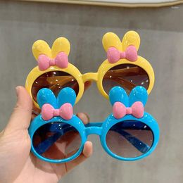 Солнцезащитные очки овальные уши для детей милые волосы кланяются очки для девочек многоцветные розовые корейские оттенки очки мода детская вечеринка гаф